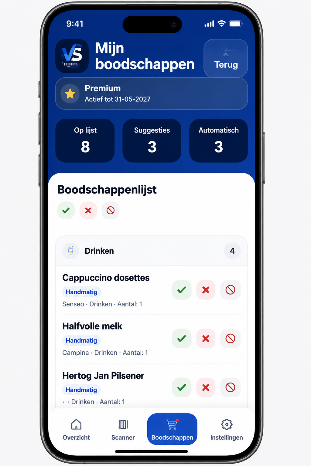 Screenshot van Verscan voorraad app
